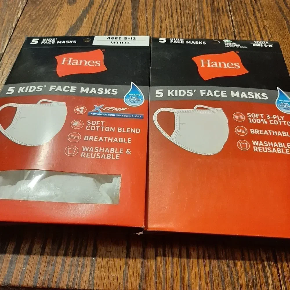 New TEN White Kids Youth Hanes X-Temp Facemasks Cooling Breathable Wicki…